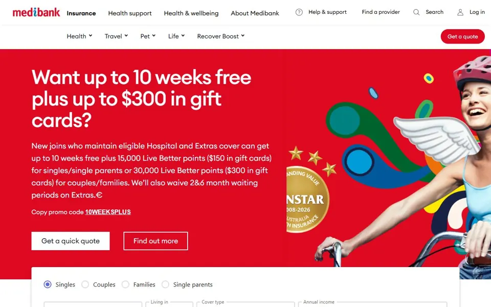 Medibank website screenshot