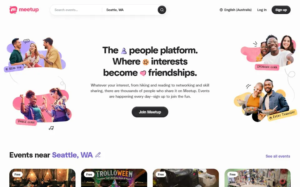 Meetup website screenshot