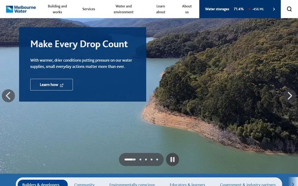 Melbourne Water website screenshot