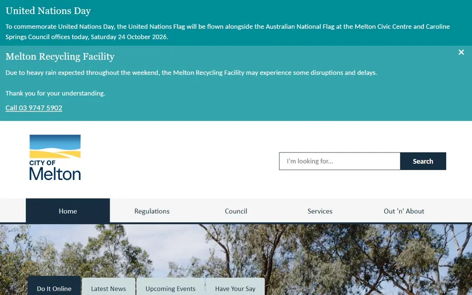 Melton City Council website screenshot