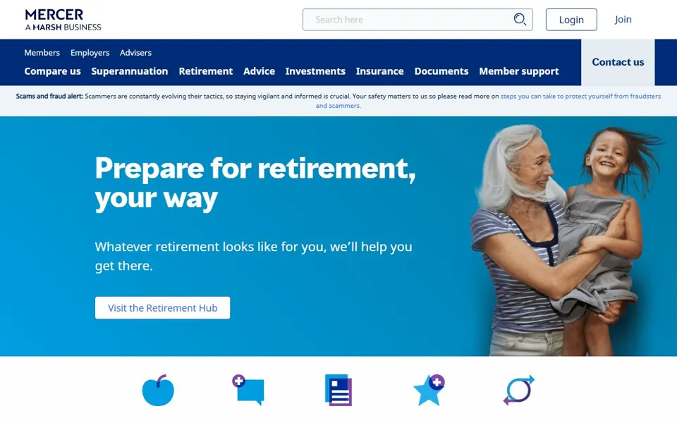 Mercer Super website screenshot
