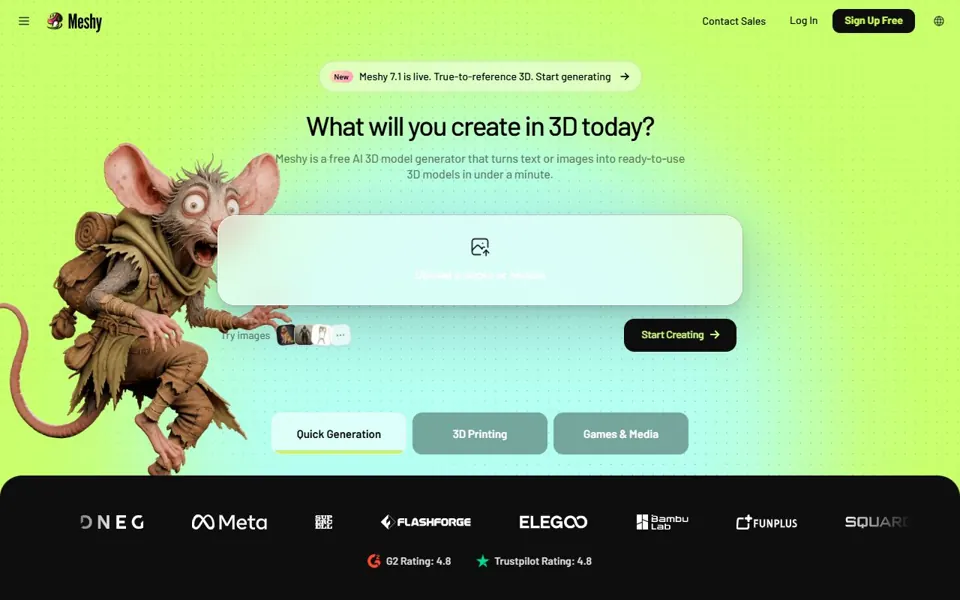 Meshy website screenshot