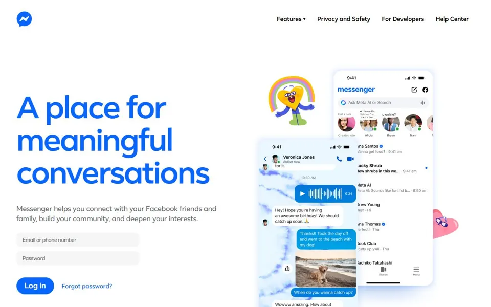 Messenger website screenshot