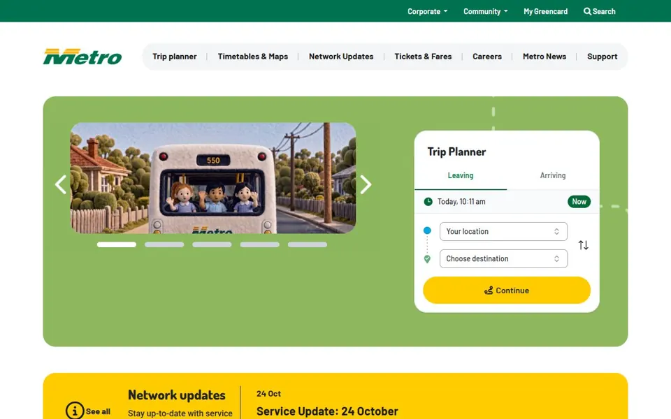 Metro Tasmania website screenshot