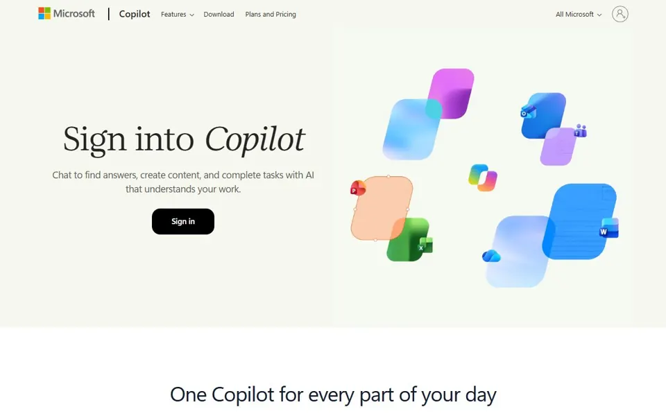 Microsoft Copilot website screenshot
