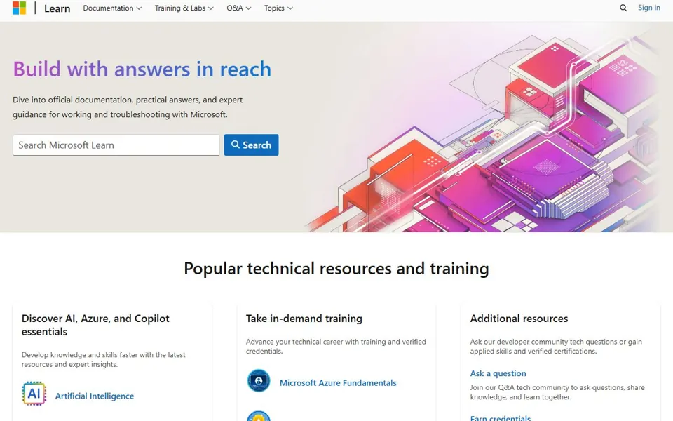 Microsoft Learn · Website screenshot