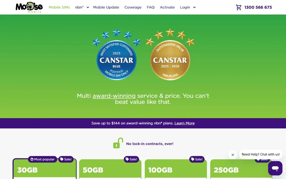 Moose Mobile website screenshot