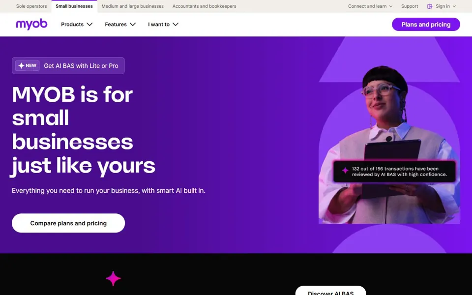 MYOB website screenshot