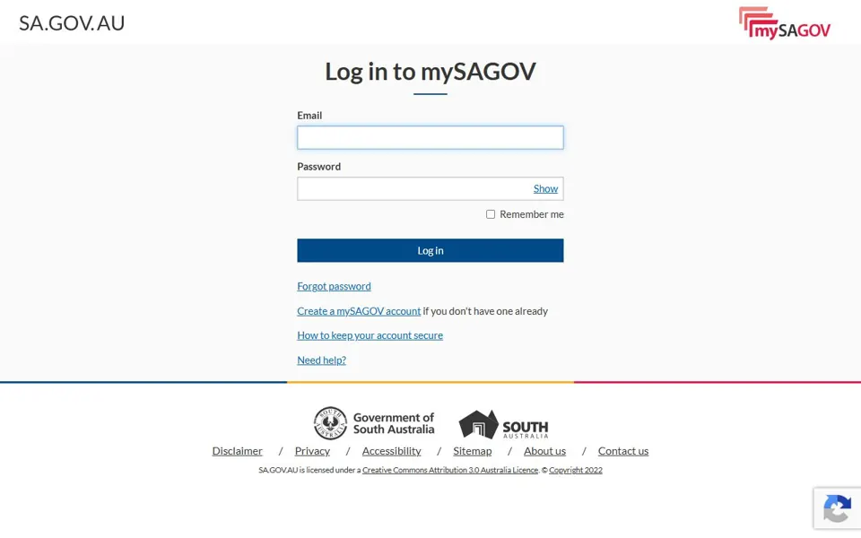 mySAGOV website screenshot