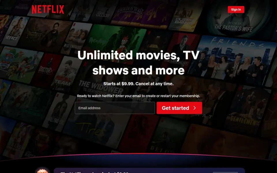 Netflix Australia website screenshot