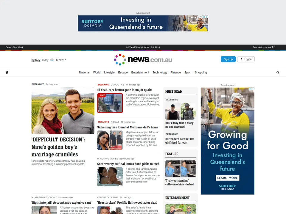 news.com.au website screenshot