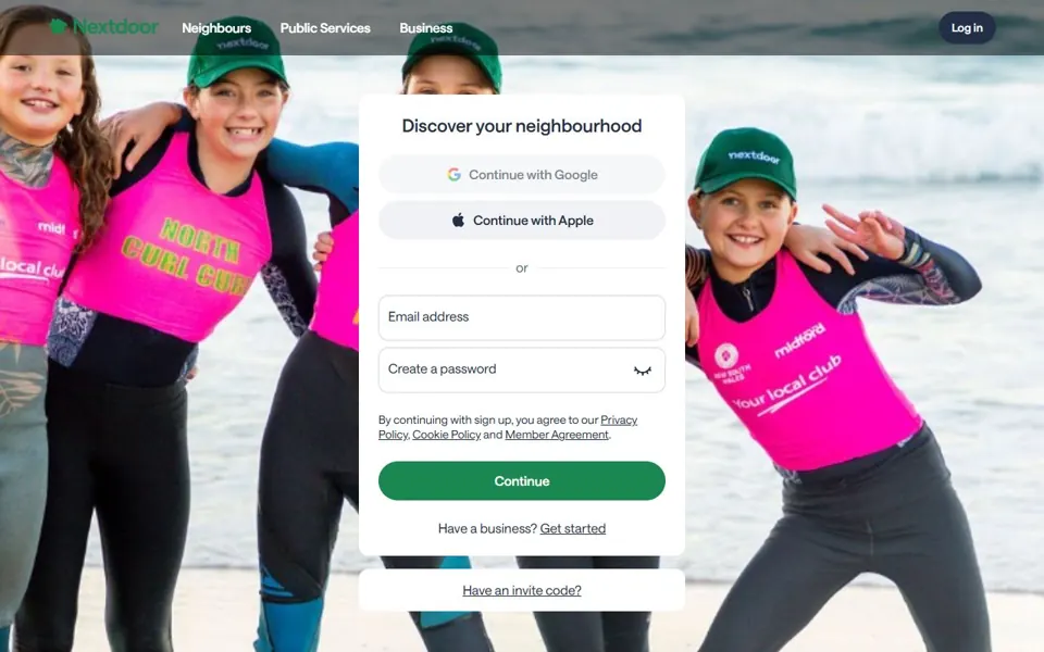 Nextdoor Australia website screenshot