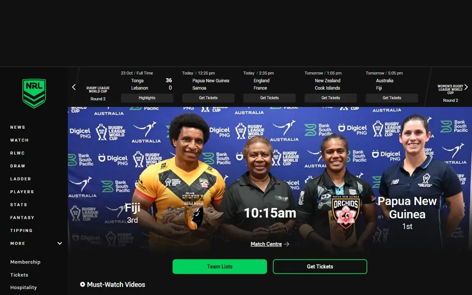 NRL website screenshot
