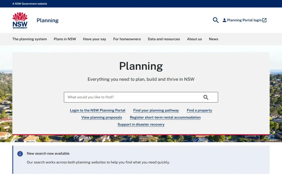 NSW Planning Portal website screenshot
