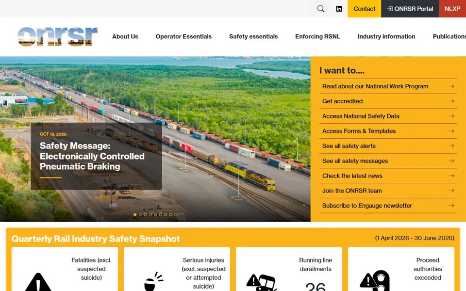 Office of the National Rail Safety Regulator website screenshot