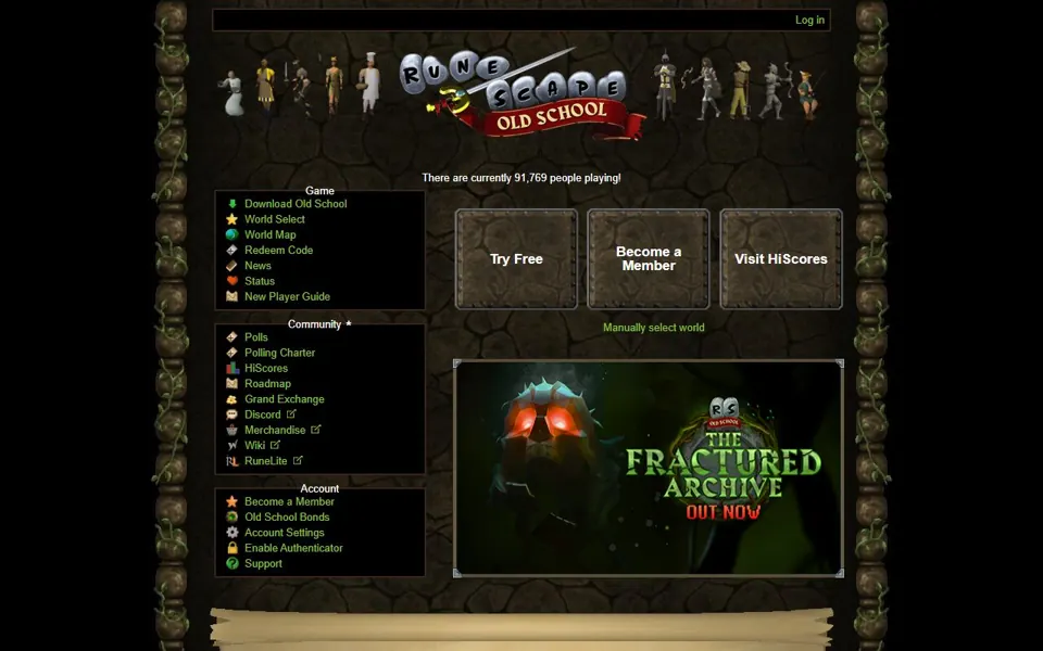 Old School RuneScape website screenshot