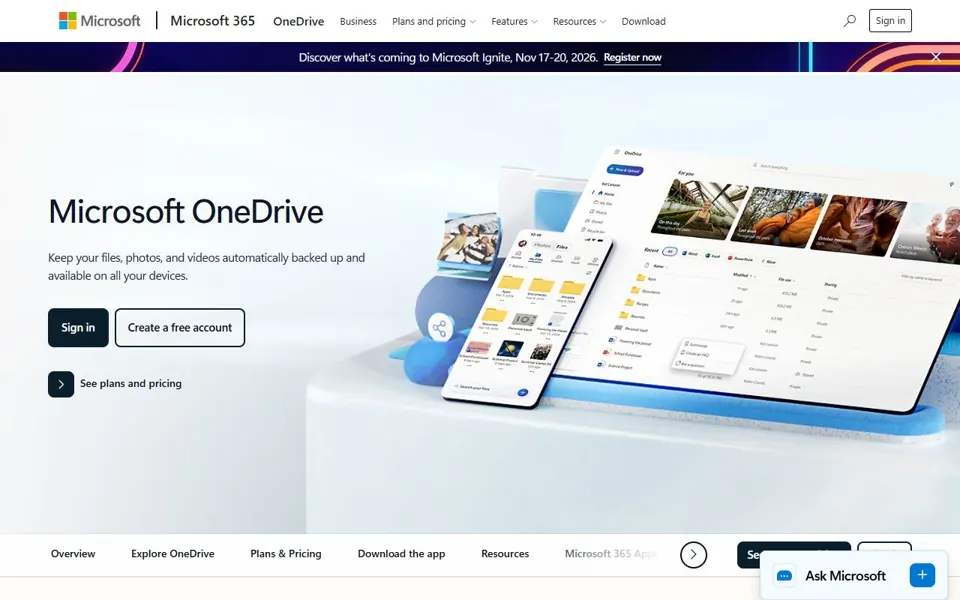 OneDrive website screenshot