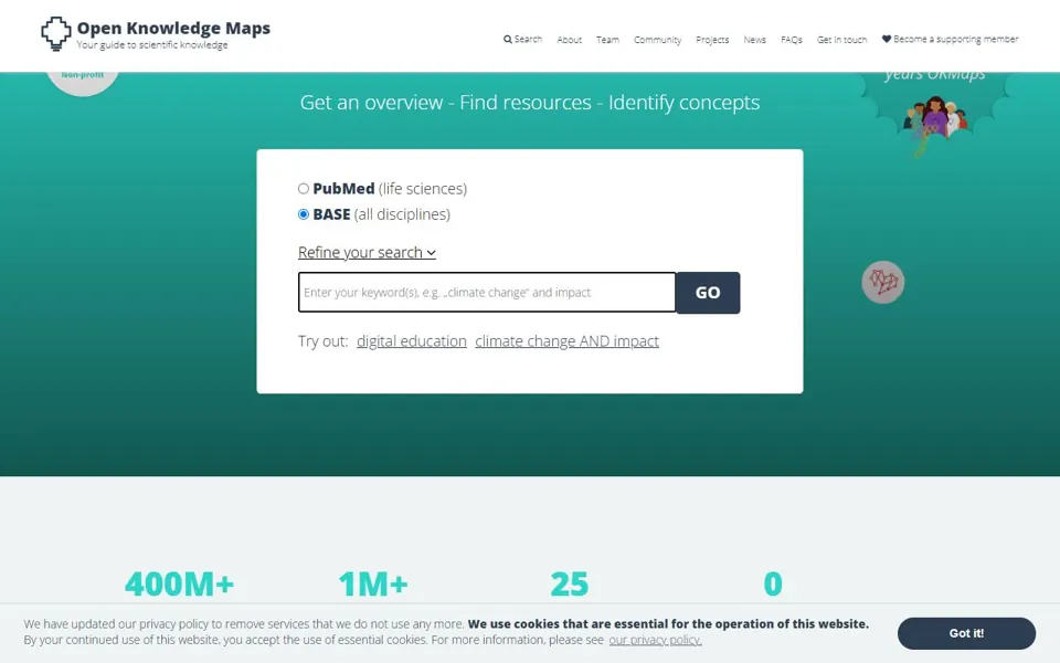Open Knowledge Maps website screenshot