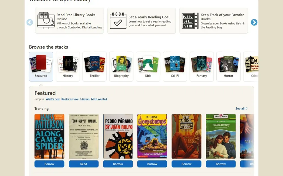 Open Library website screenshot