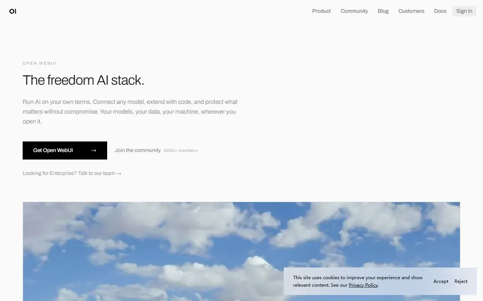 Open WebUI website screenshot