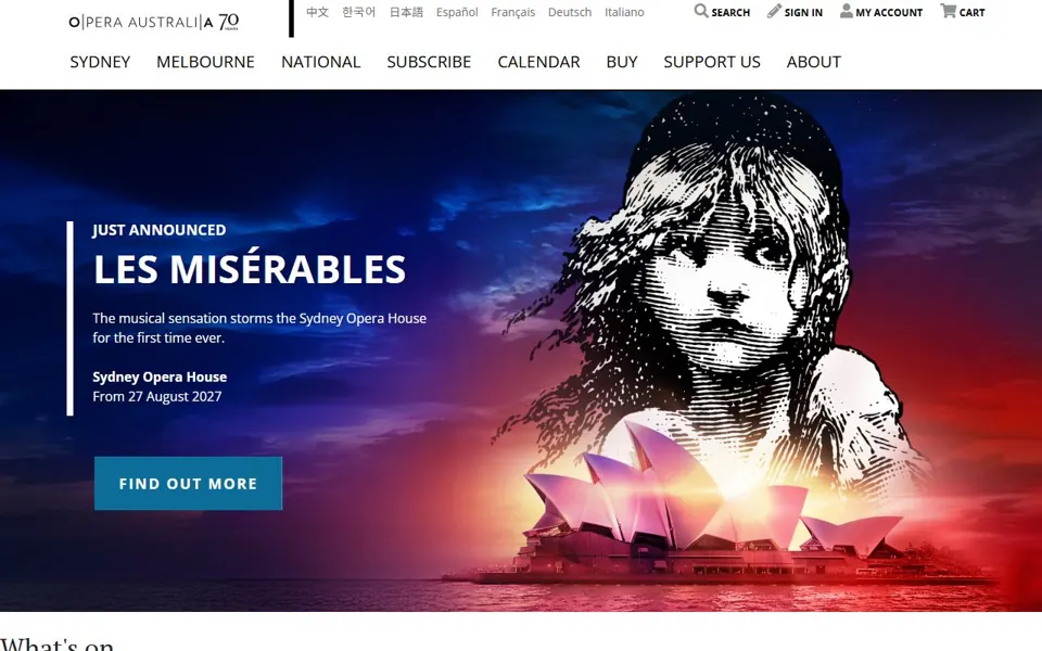 Opera Australia website screenshot