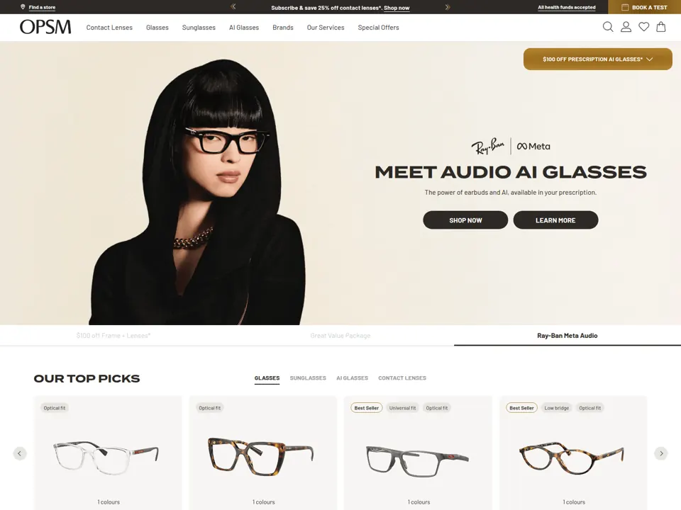 OPSM website screenshot