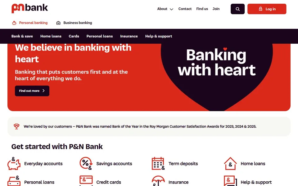 P&N Bank website screenshot