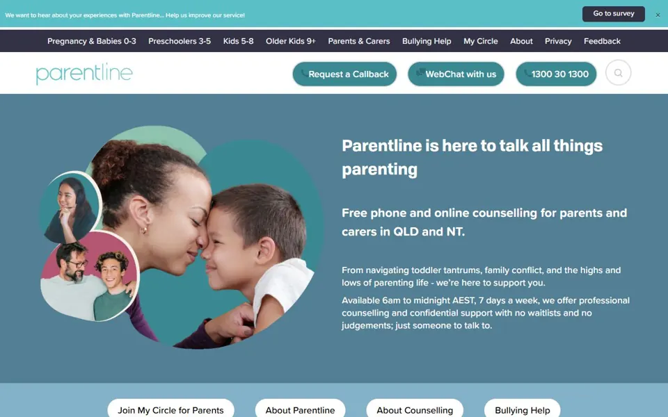 Parentline website screenshot
