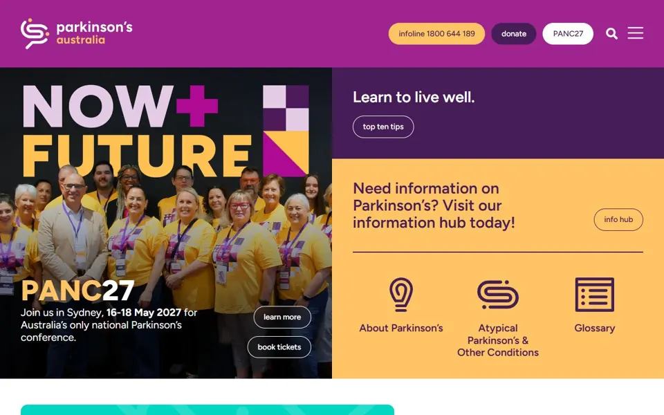Parkinson's Australia website screenshot