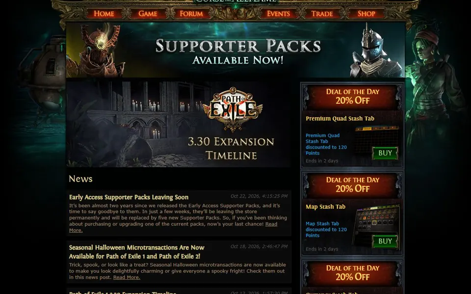 Path of Exile website screenshot