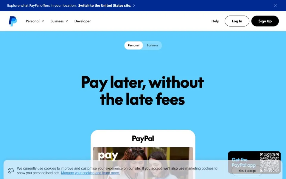 PayPal Australia website screenshot