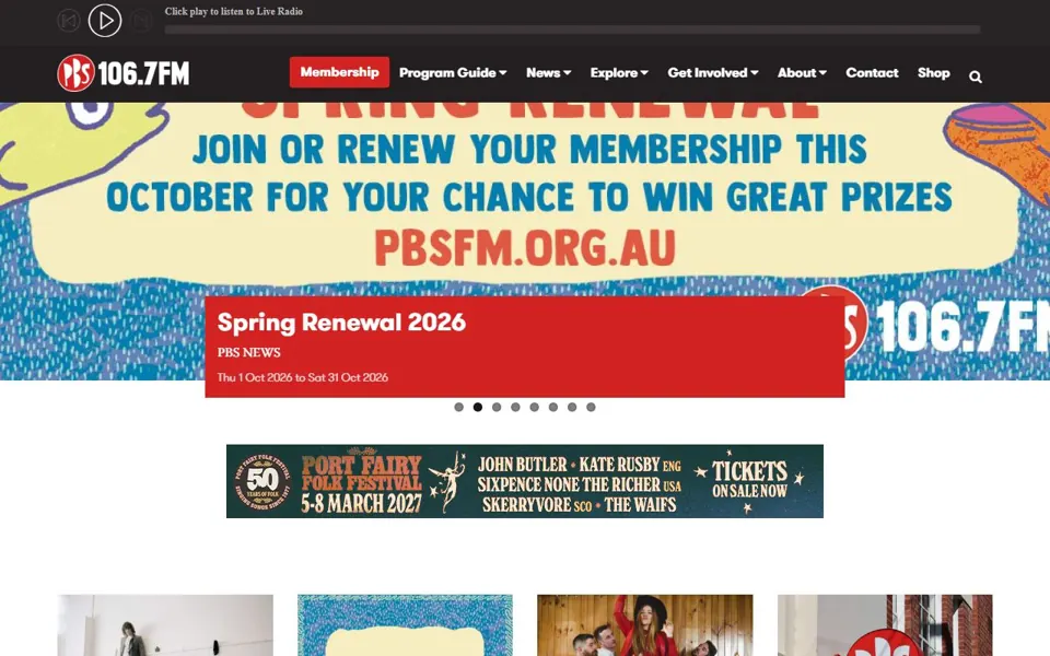 PBS FM website screenshot