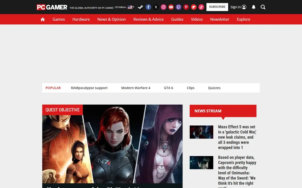 PC Gamer · Website screenshot