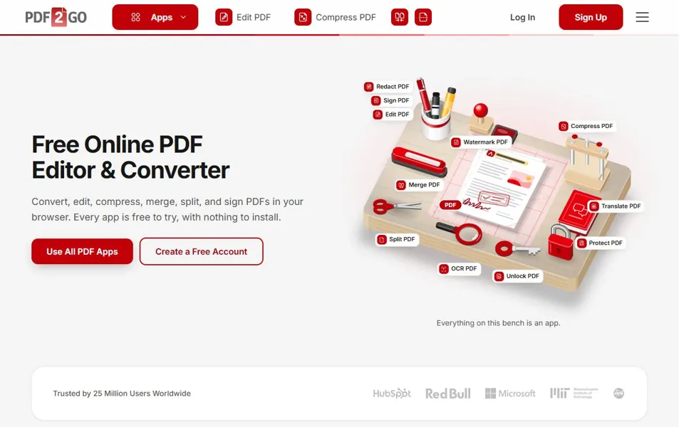 PDF2Go · Website screenshot