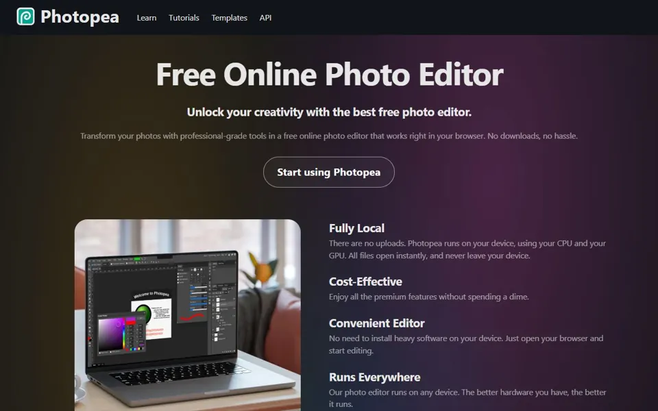 Photopea website screenshot