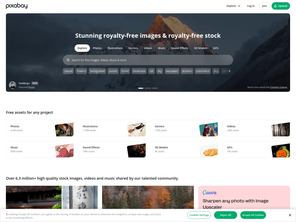 Pixabay · Website screenshot