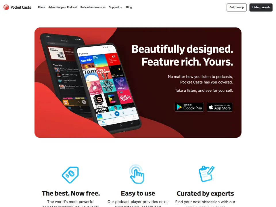 Pocket Casts · Website screenshot