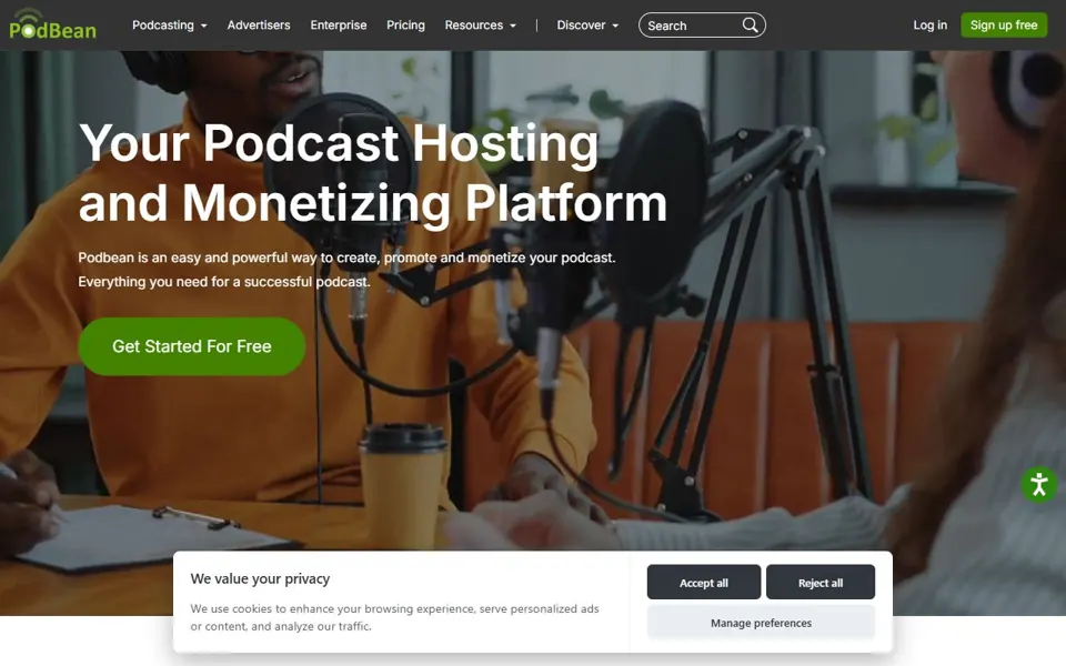 Podbean · Website screenshot