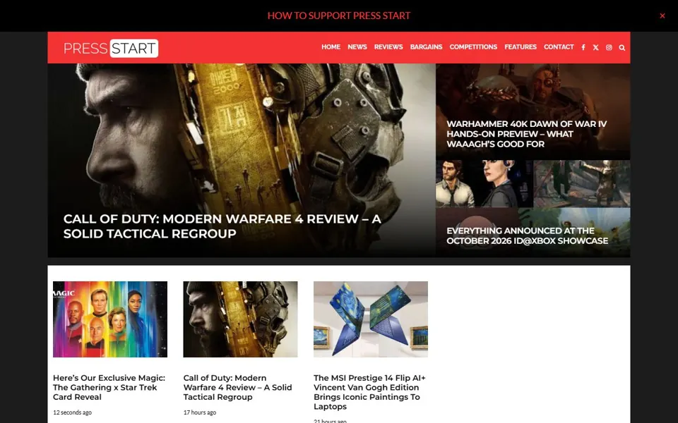 Press Start Australia website screenshot