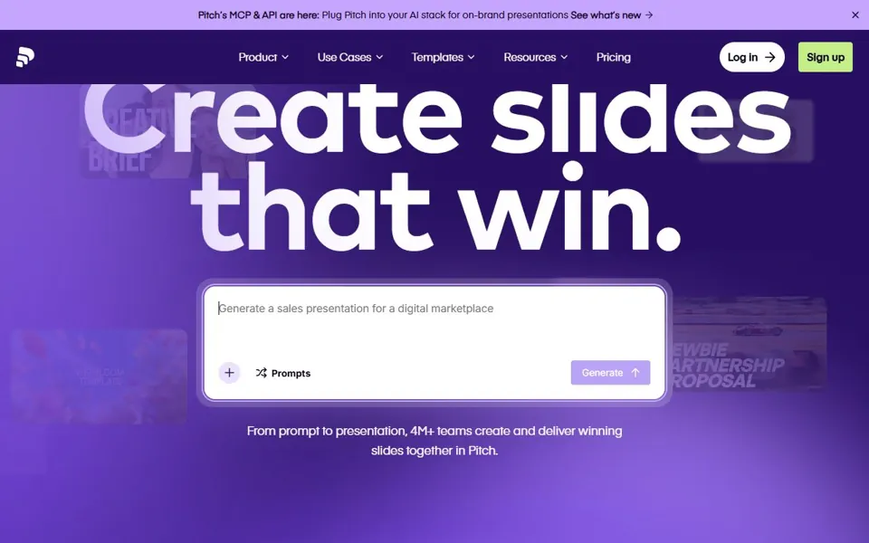 Pitch website screenshot