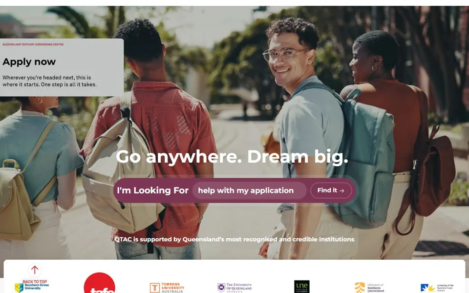 Queensland Tertiary Admissions Centre website screenshot