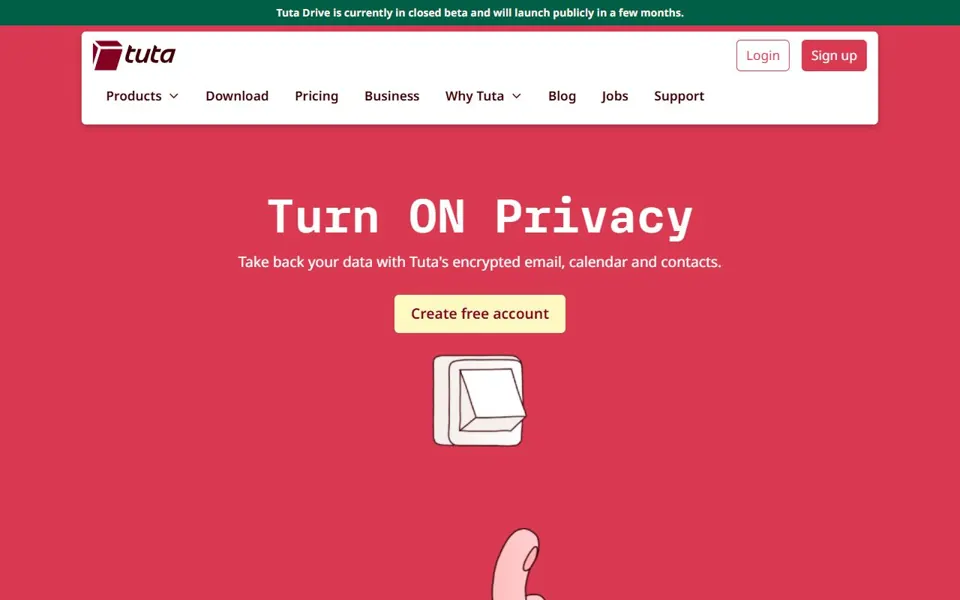 Tuta website screenshot