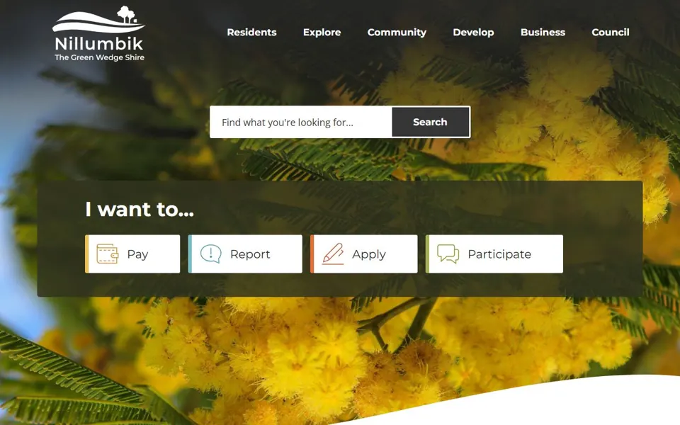 Nillumbik Shire Council website screenshot