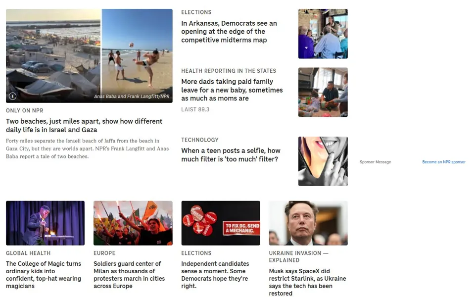 NPR website screenshot