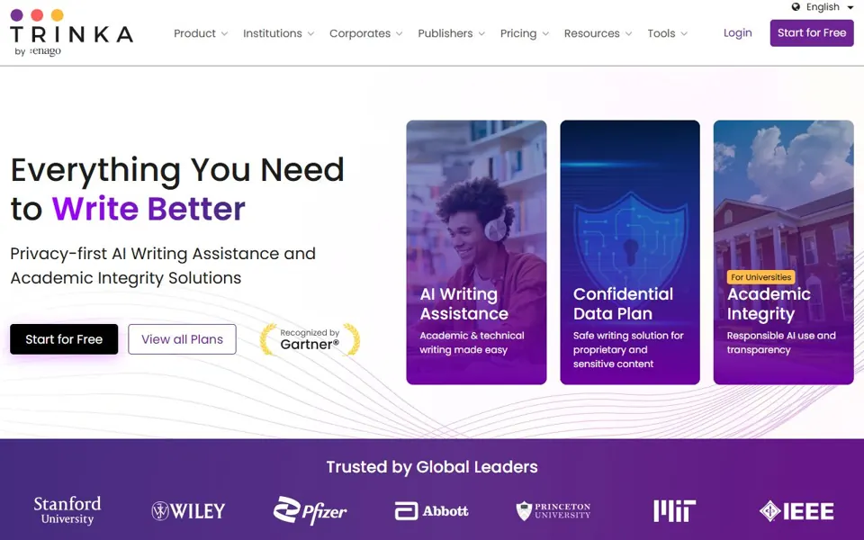 Trinka website screenshot