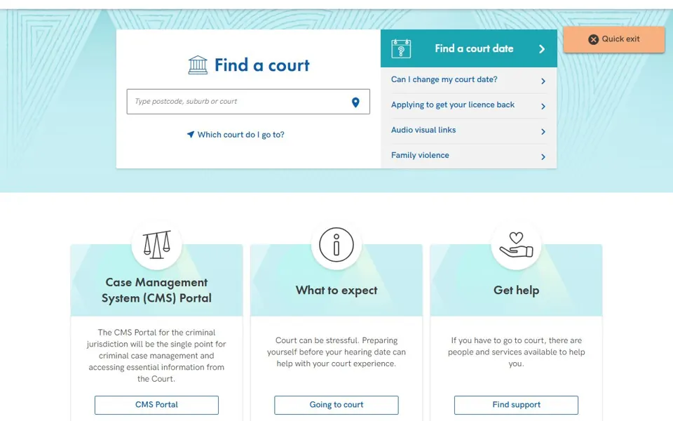 Magistrates' Court of Victoria website screenshot