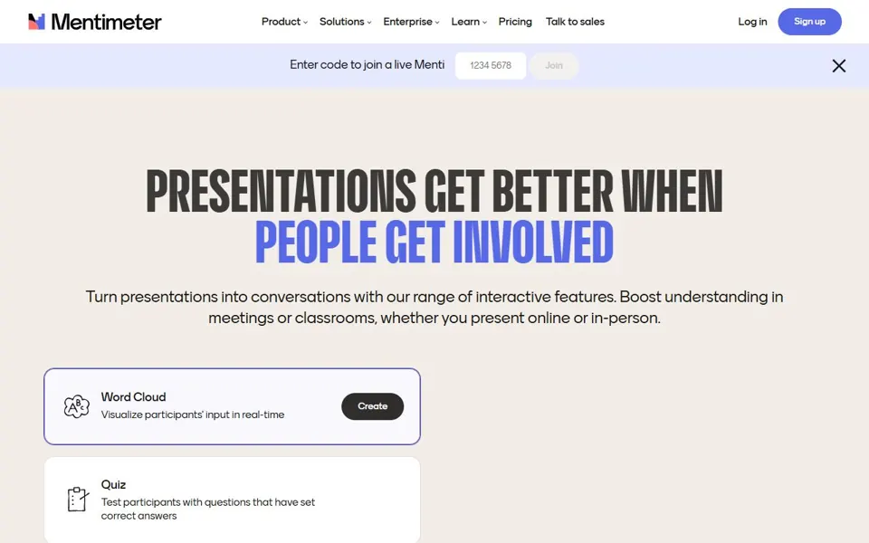 Mentimeter website screenshot