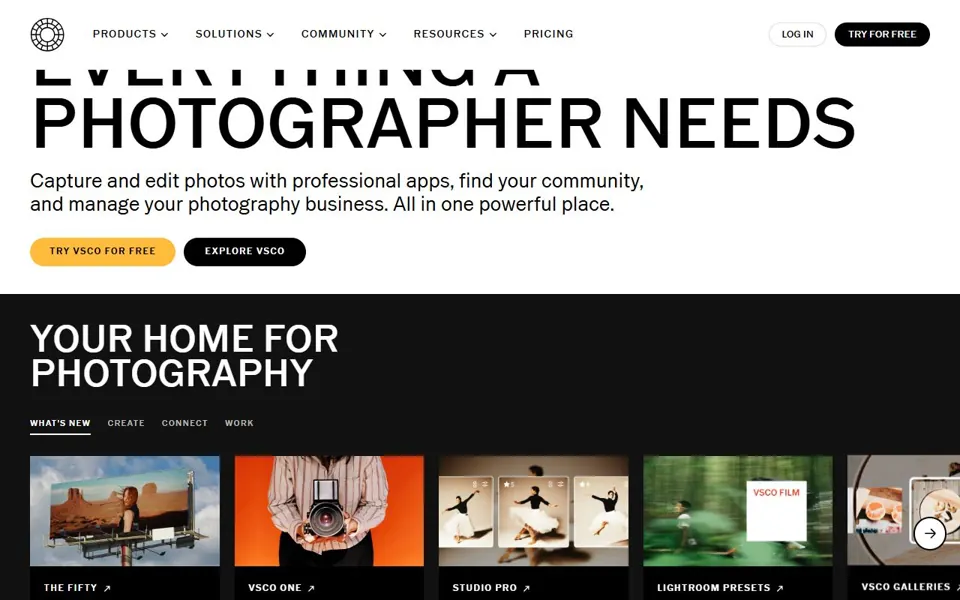 VSCO website screenshot