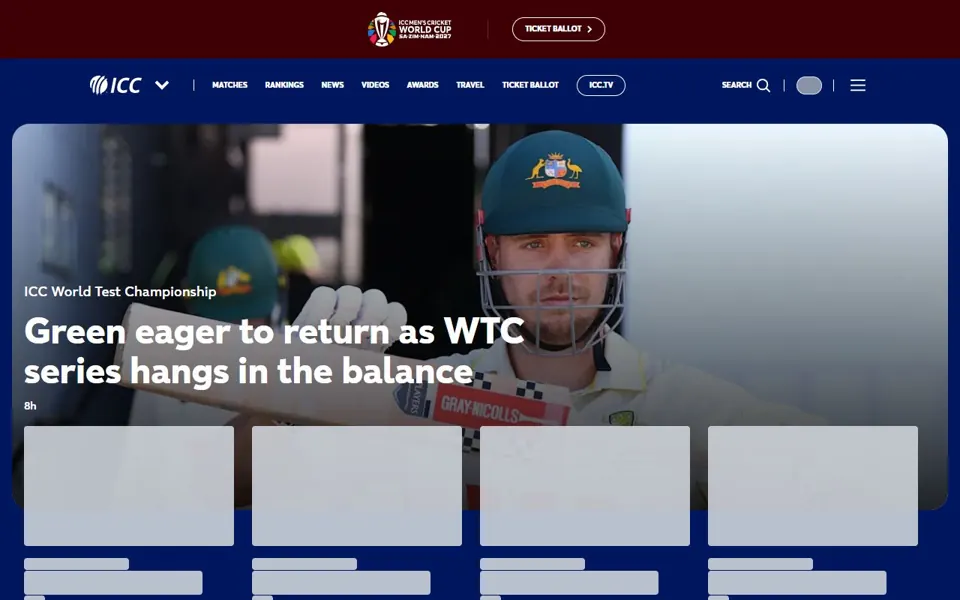 International Cricket Council website screenshot
