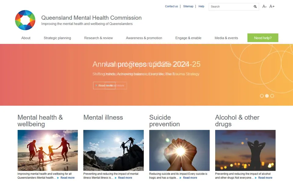 Queensland Mental Health Commission website screenshot